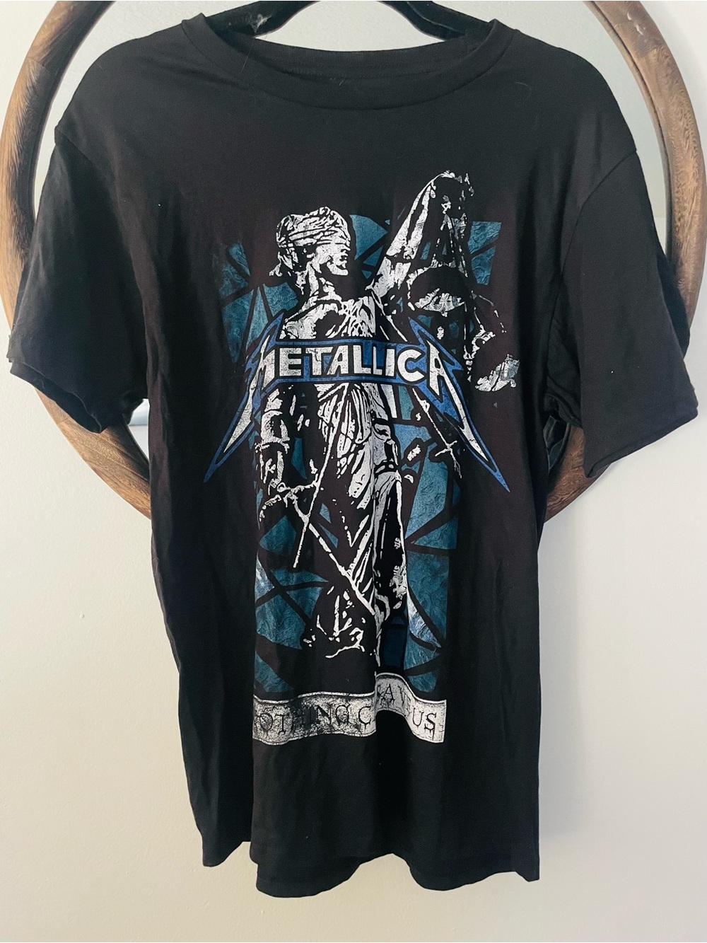 Hot Topic Black Metallica Graphic Tee with Blue Print